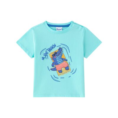 Baby-T-Shirt für Jungen in Blau mit Krokodil