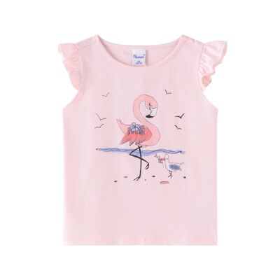 T-shirt à volant flamant rose