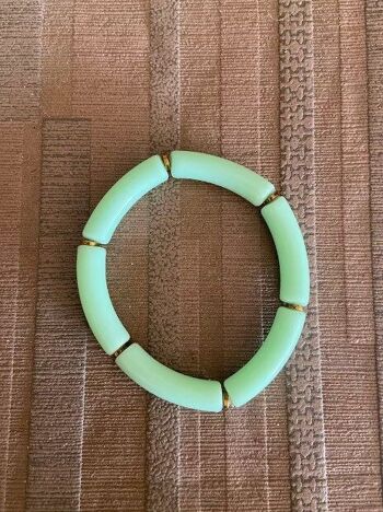 Bracelet élastique en résine acétate tube d'épaisseur 1 cm mix turquoise et vert 4
