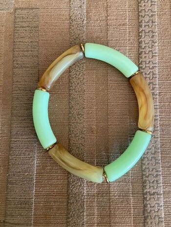 Bracelet élastique en résine acétate tube d'épaisseur 1 cm mix turquoise et vert 5