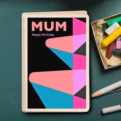 Wooden Postcard MUM Birthday Card