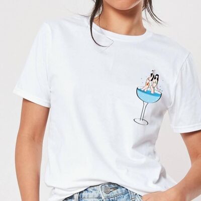 T-Shirt "Dancing Glass"__L / Bianco