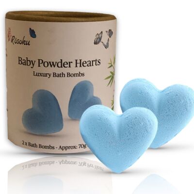 Bombas de baño con forma de corazón en polvo para bebé - 2 corazones