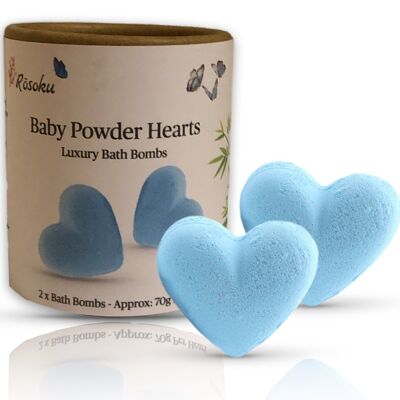 Bombes de bain coeur en poudre pour bébé - 2 coeurs