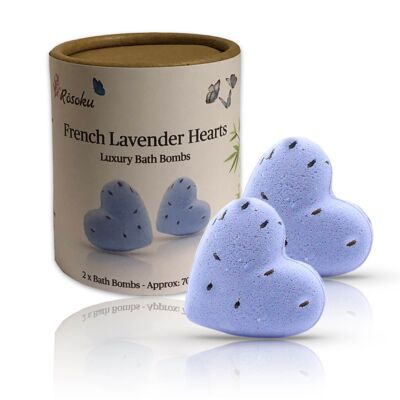 Französische Lavendelherz-Badebomben – 2 Herzen