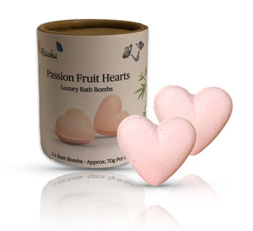 Passion Fruit Heart Bath Bombs - 2 Hearts