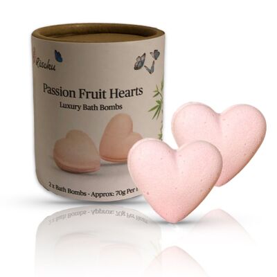 Bombes de bain cœur aux fruits de la passion - 2 cœurs