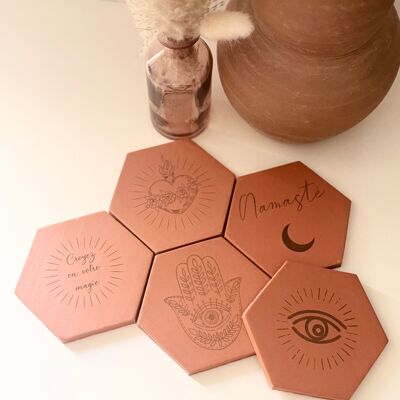 Terracotta tiles - spiritual lot x5