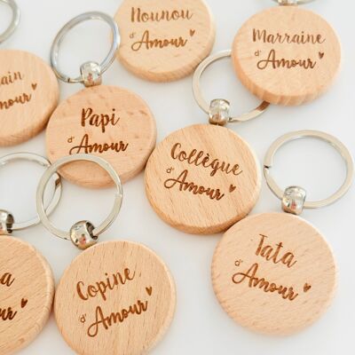 Set of 32 wooden key rings - Messages of love