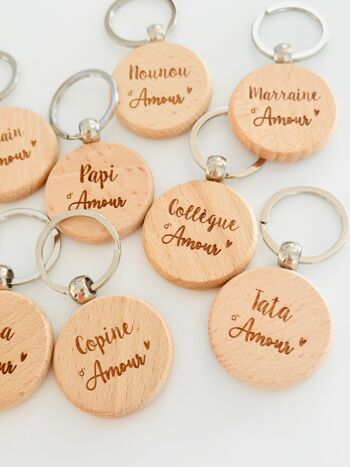 Lot de 32 porte-clés en bois - Messages d'amour 1