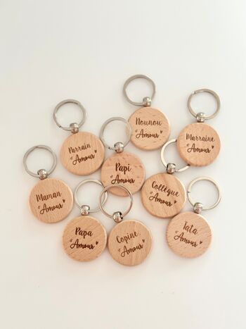 Lot de 32 porte-clés en bois - Messages d'amour 2