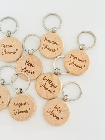 Lot de 32 porte-clés en bois - Messages d'amour 4