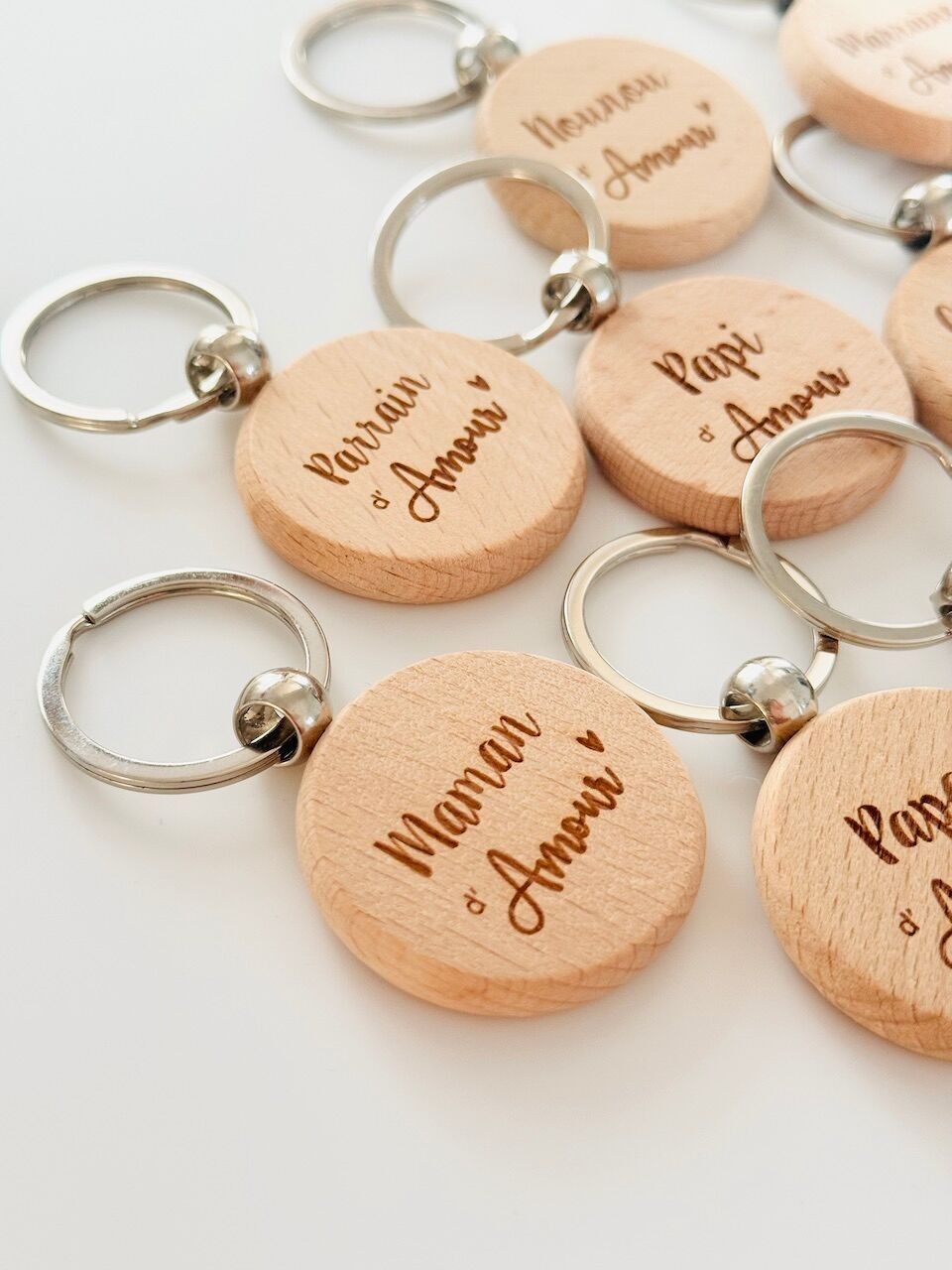 Set di 60 portachiavi in ​​legno - 8 Messaggi