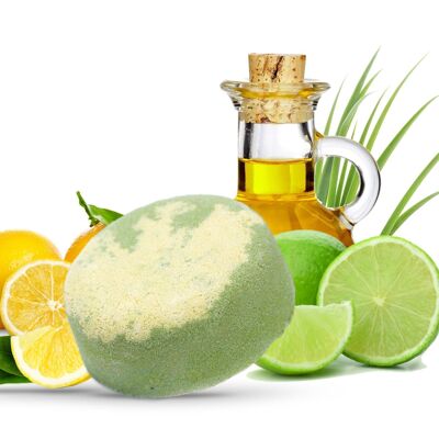 Bombe de bain pétillante aux fruits citron et citron vert