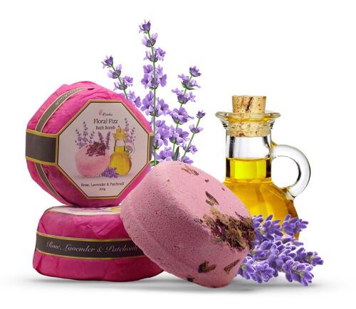 Rose, Lavender and Patchouli Floral Fizz Bath Bomb