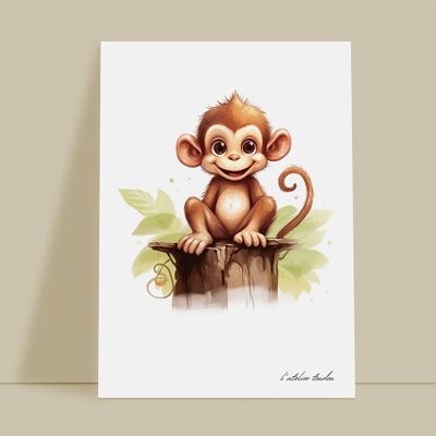 Affentier-Wanddekoration für Babyzimmer – Savannen-Thema