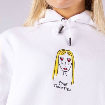 Hoodie "Twenties 🍷👄🍷"__L / Bianco