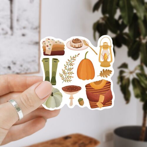 Sticker Hygge Herbst Essentials - Vinyl Aufkleber Kürbis