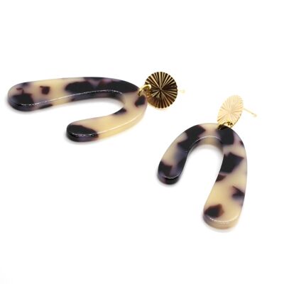 Nina 2 Beige Tortoiseshell Earrings in Cellulose Acetate