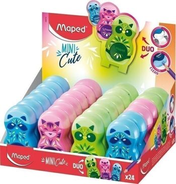 Taille-crayons gomme LOOPY MINI CUTE, 1 usage, coloris assortis, en présentoir 1