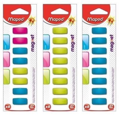 8 imanes rectangulares 27 mm, colores surtidos