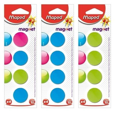 4 magnets Ø 27 mm, assorted colors