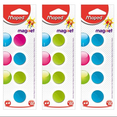 4 magnets Ø 22 mm, assorted colors
