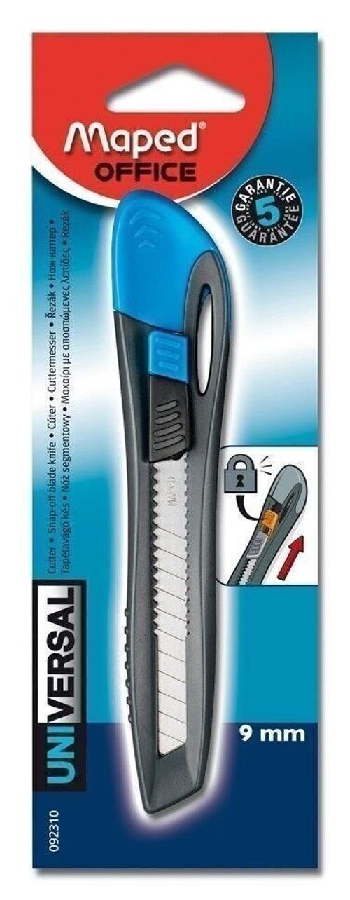 Cutter plastique UNIVERSAL 9 mm, blister de 1