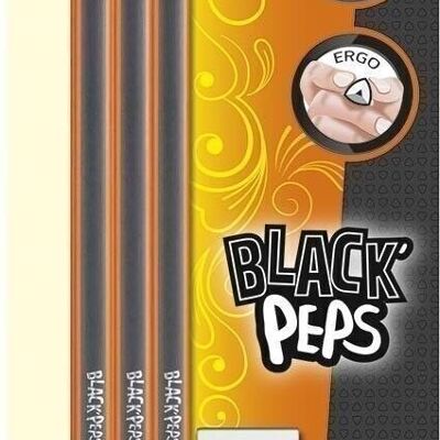 Crayons Graphite BLACK'PEPS HB x6 + 1 gomme TECHNIC 600, en blister - Bois certifié FSC
