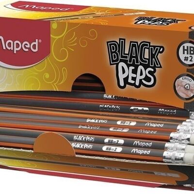 Crayons Graphite embout gomme BLACK'PEPS en boîte distributrice : 100 x HB
