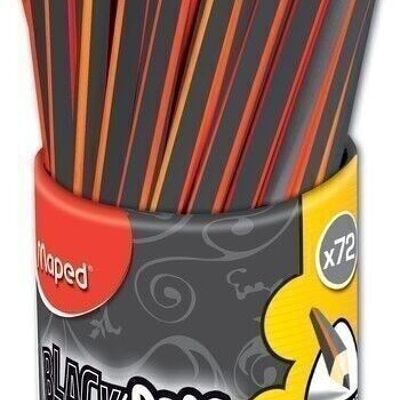 Crayons Graphite embout gomme BLACK'PEPS en pot : 72 x HB