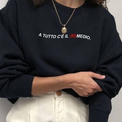 Sweatshirt Ladies "To Everything There Is a (re) Medium"__XL / Nero