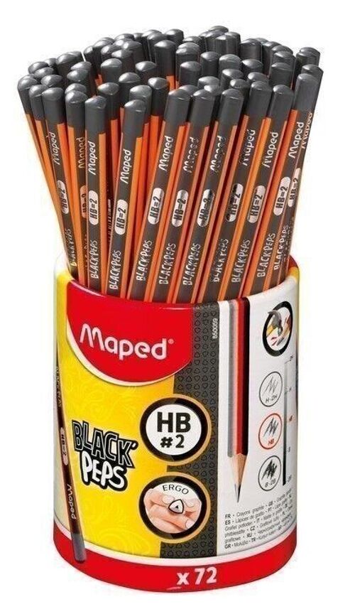 Crayons Graphite BLACK'PEPS en pot : 72 x HB