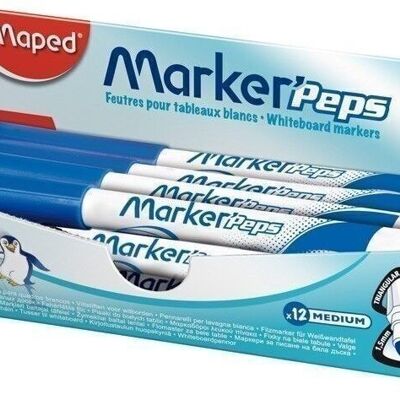 MARKER'PEPS Blue dry erase marker for white slates, in box of 12