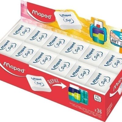 Eraser ESSENTIALS SOFT MEDIUM, white, in display