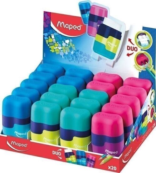 Taille-crayons gomme CONNECT, 2 usages, coloris assortis