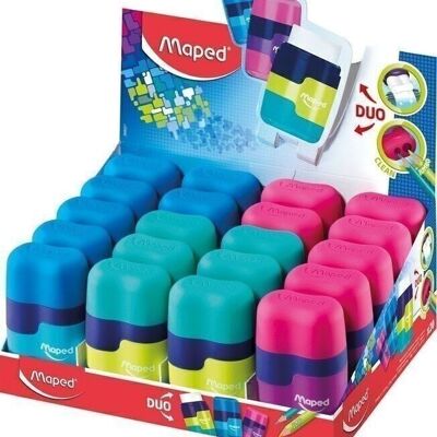 CONNECT eraser pencil sharpener, 2 uses, assorted colors