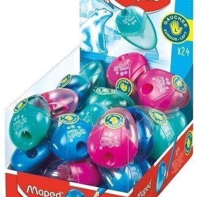 I-GLOO LEFT-HANDED pencil sharpener, 1 use, assorted colours, in display