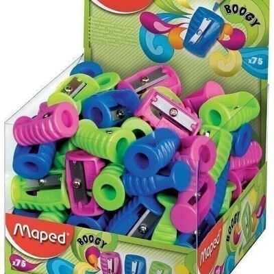 BOOGY pencil sharpener, 1 use, assorted colors, in display