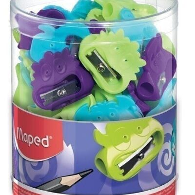 VIVO FANCY Monster pencil sharpener, 1 use, assorted colors, in display