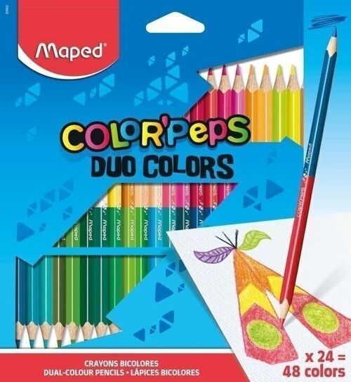 24 crayons de couleur FSC DUO COLOR'PEPS en pochette carton