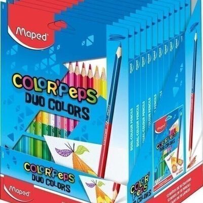 18 crayons de couleur FSC DUO COLOR'PEPS en pochette carton