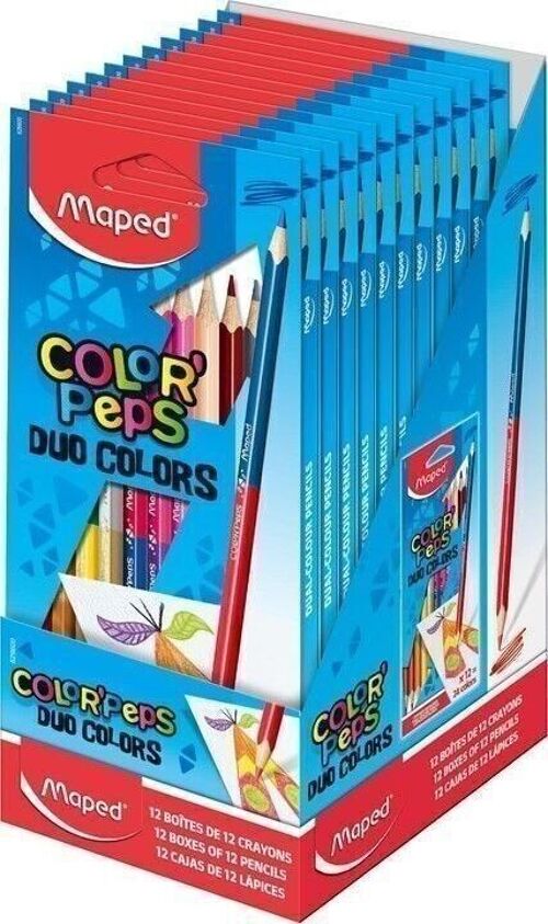 12 crayons de couleur FSC DUO COLOR'PEPS en pochette carton