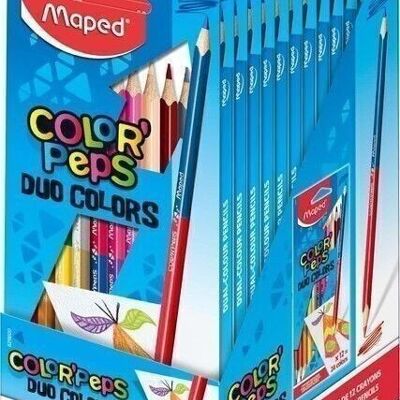 12 crayons de couleur FSC DUO COLOR'PEPS en pochette carton