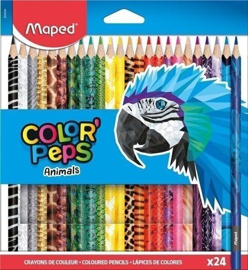 24 crayons de couleur FSC COLOR'PEPS ANIMALS en pochette carton