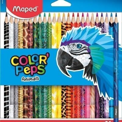 24 lápices de colores FSC COLOR'PEPS ANIMALS en estuche de cartón