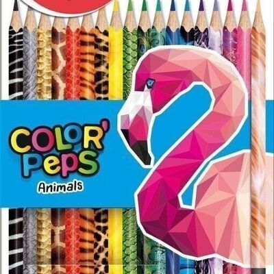 18 FSC COLOR'PEPS ANIMALS colored pencils in cardboard sleeve