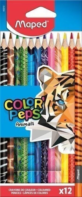 12 crayons de couleur FSC COLOR'PEPS ANIMALS en pochette carton 2