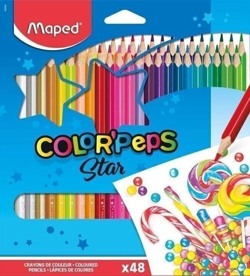 48 crayons de couleur FSC COLOR'PEPS STAR en pochette carton