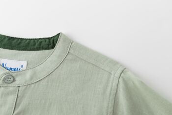 Chemise à col mao en Vert 4